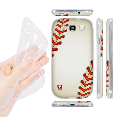 HEAD CASE silikonový obal na mobil Galaxy S3 i9300 baseball míček tkaničky bílá