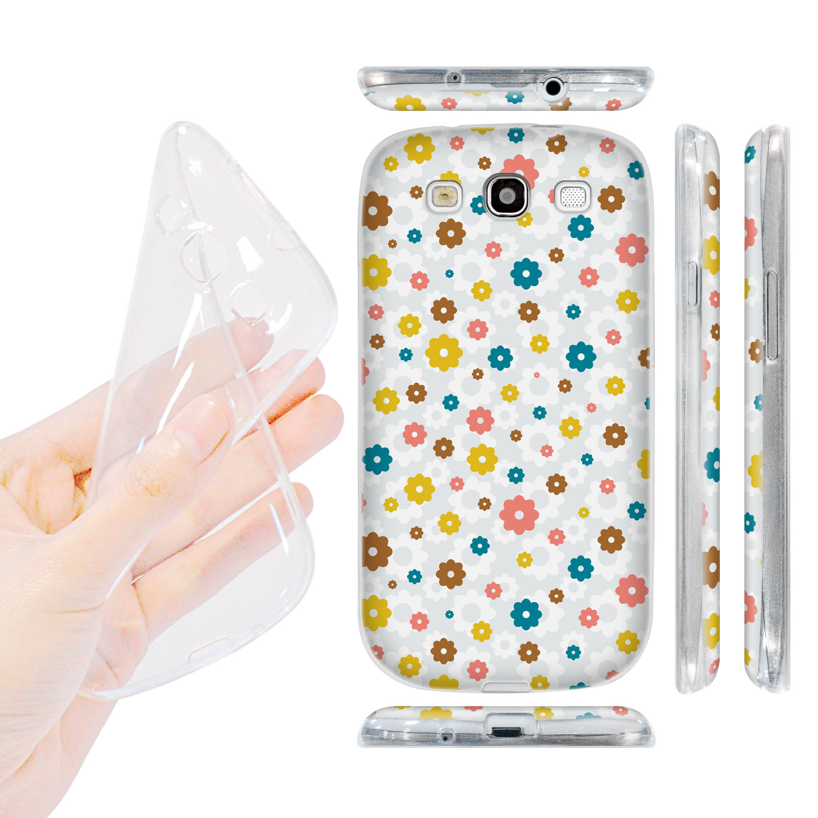 HEAD CASE silikonový obal na mobil Galaxy S3 i9300 malé květinky žlutá bílá