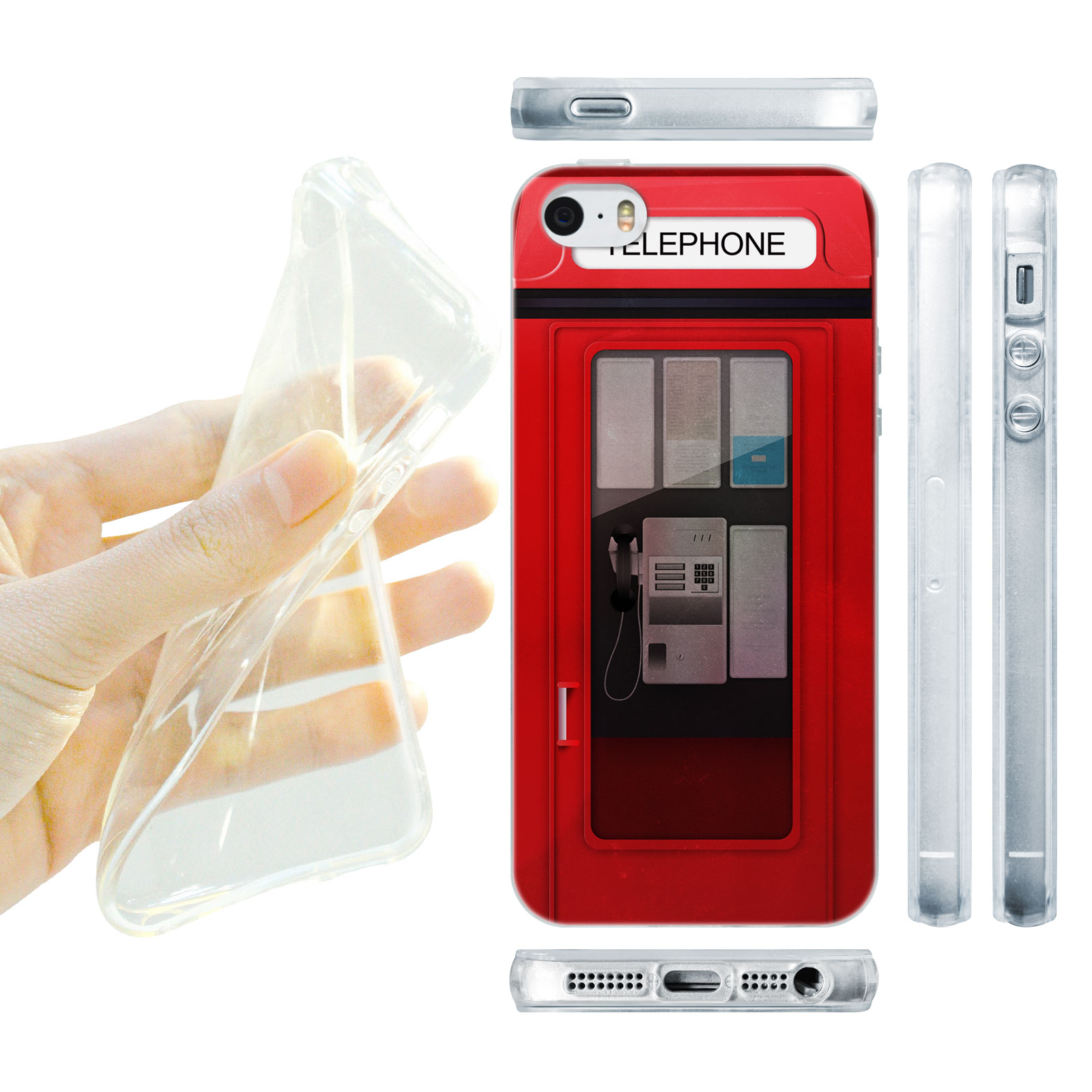 HEAD CASE silikonový obal na mobil Iphone 5/5S telefonní budka červená barva 2