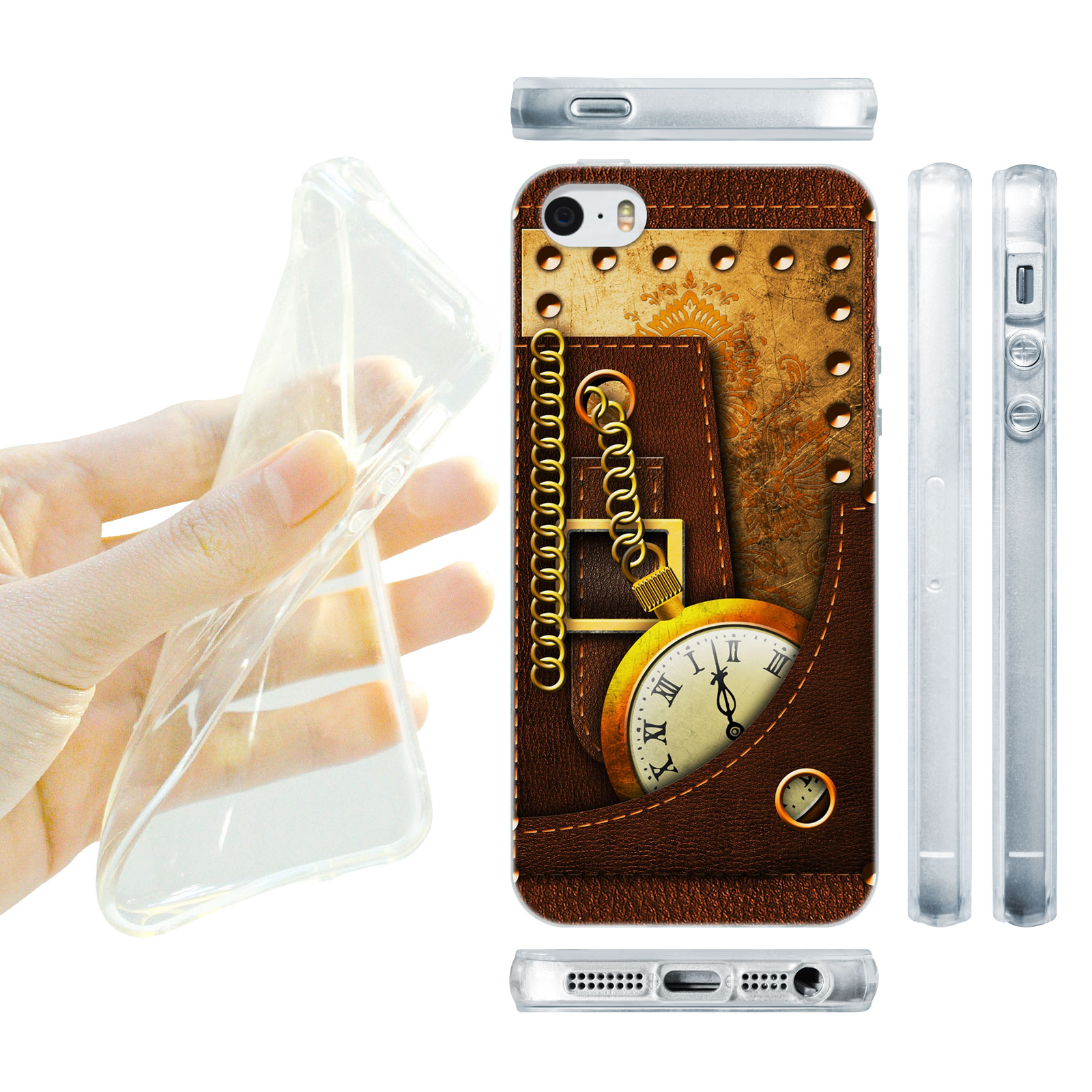 HEAD CASE silikonový obal na mobil Iphone 5/5S Vzor starodávné kapesní hodinky