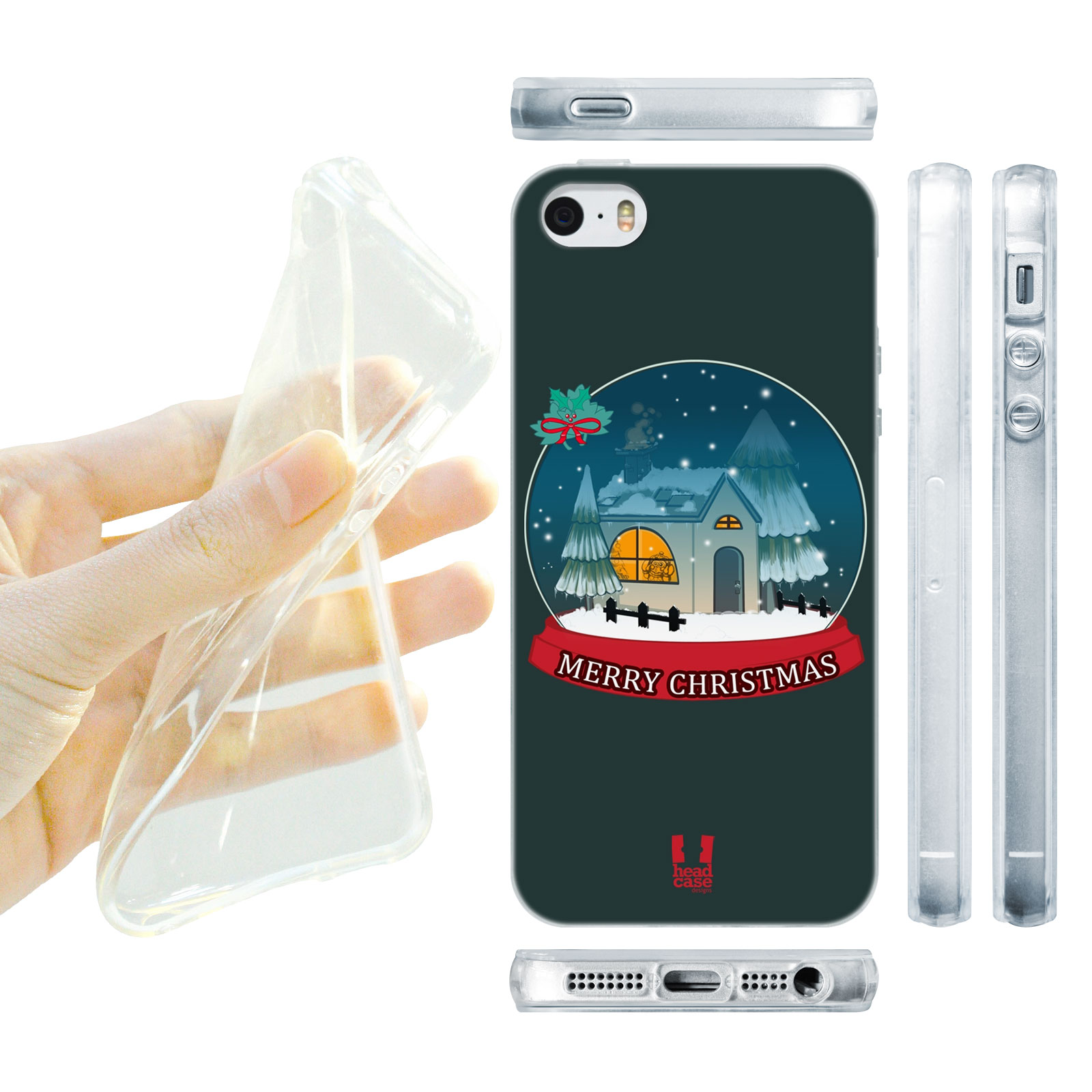 HEAD CASE silikonový obal na mobil Iphone 5/5S Vzor vánoce sněžná koule MERRY CHRISTMASS