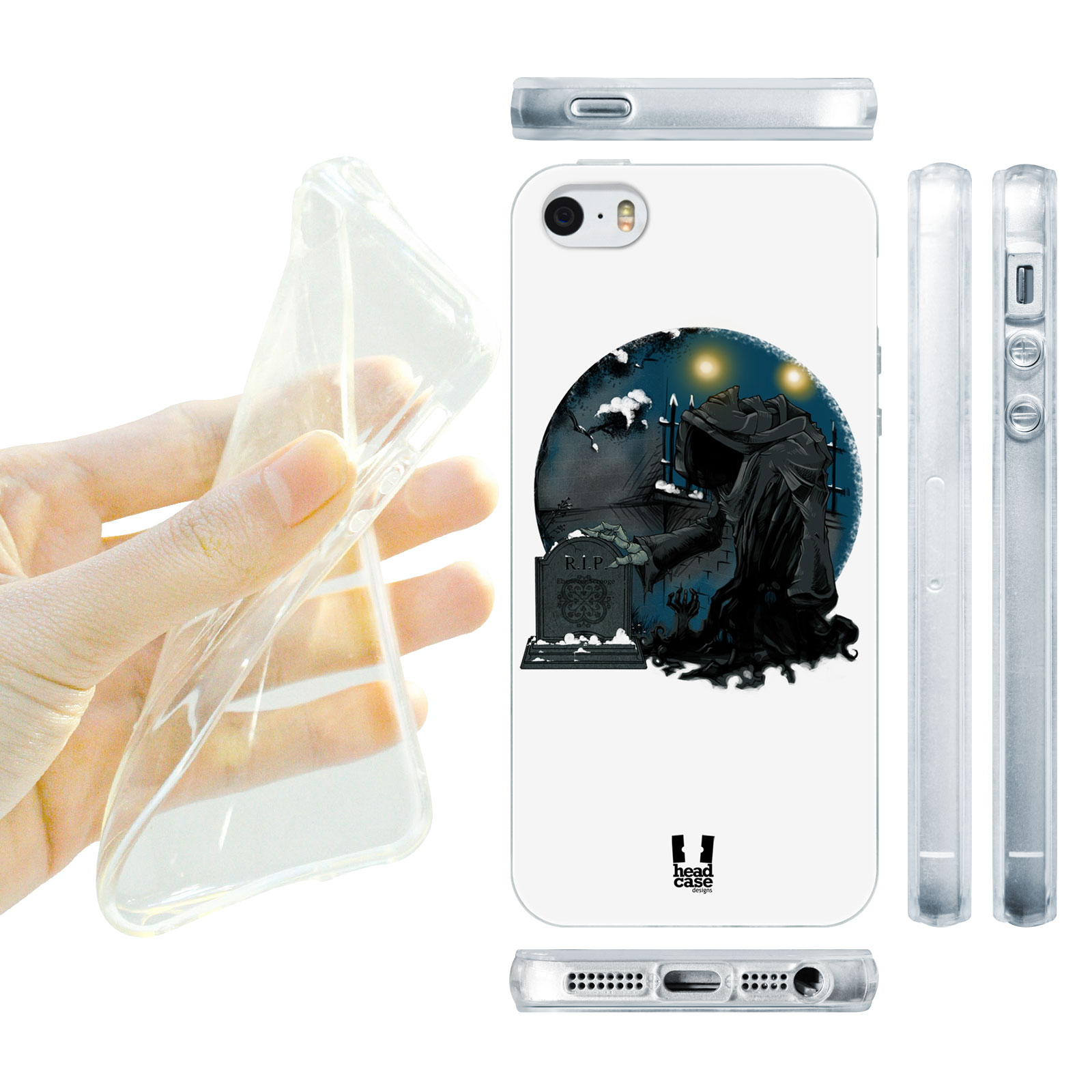 HEAD CASE silikonový obal na mobil Iphone 5/5S Vzor duch vánoc černá a bílá
