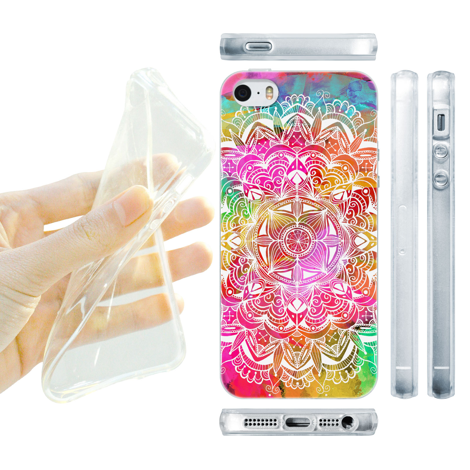 HEAD CASE silikonový obal na mobil Iphone 5/5S barevná mandala vodní barva