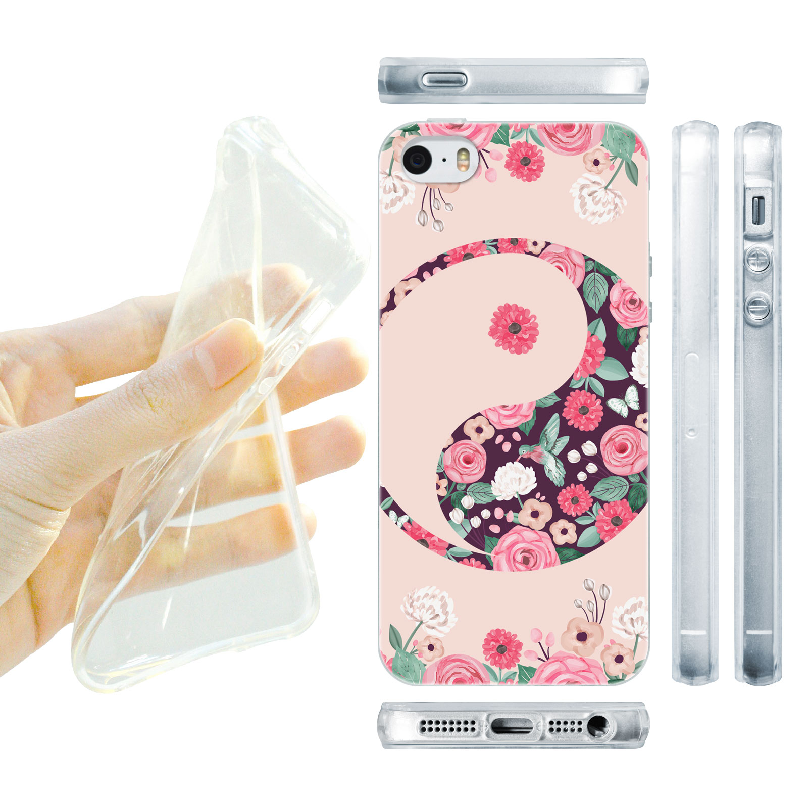 HEAD CASE silikonový obal na mobil Iphone 5/5S Feng Shui Jing Jang růžová floral