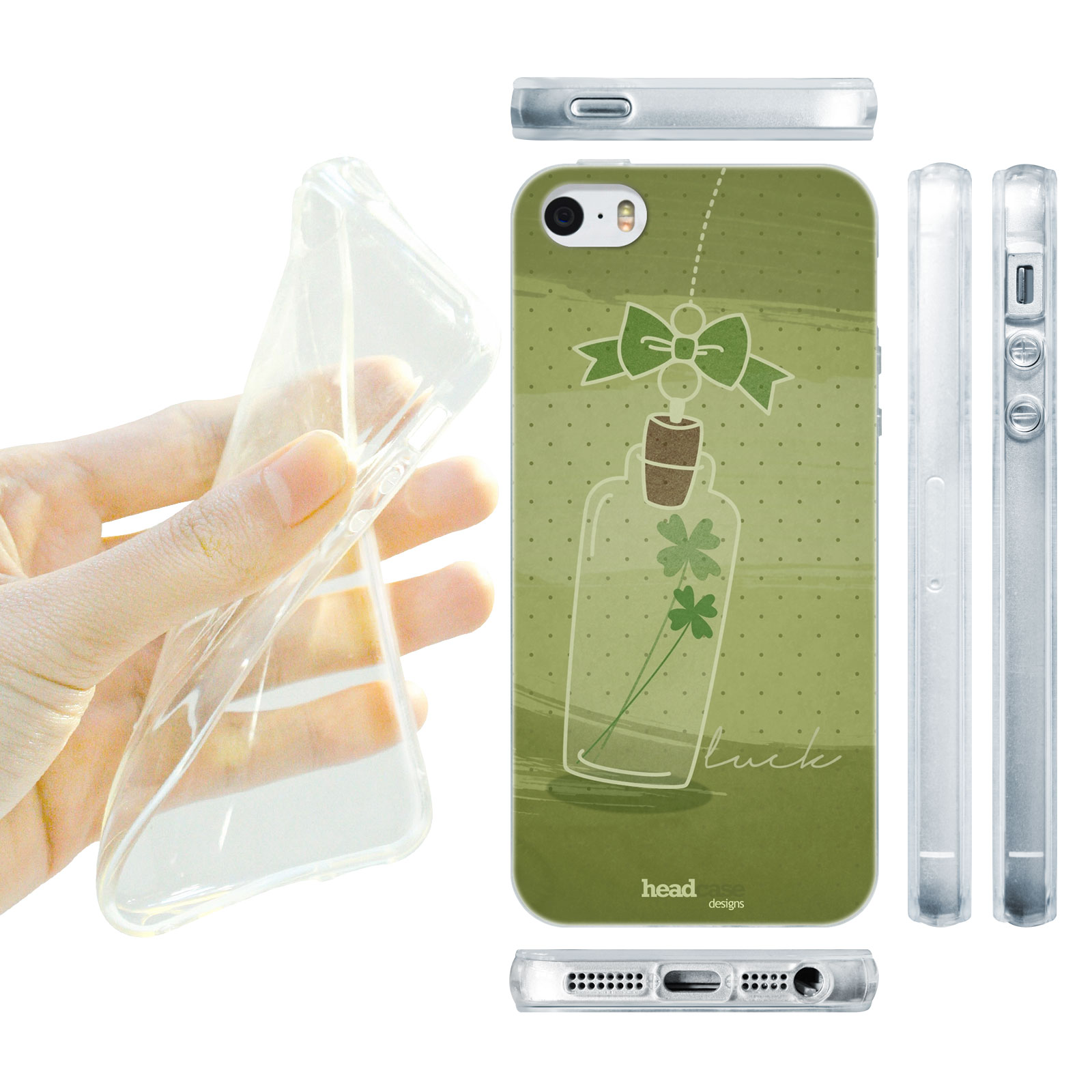 HEAD CASE silikonový obal na mobil Iphone 5/5S zelená sklenice štěstí