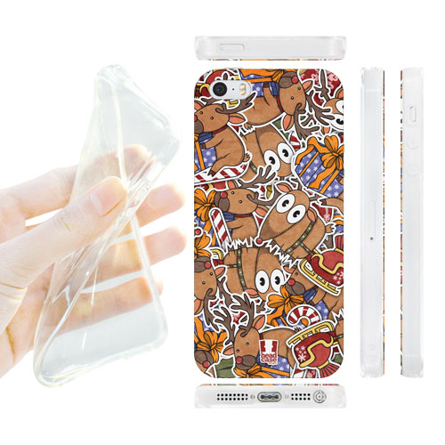 HEAD CASE silikonový obal na mobil Iphone 5/5S Vánoční vzor Sob Rudolf