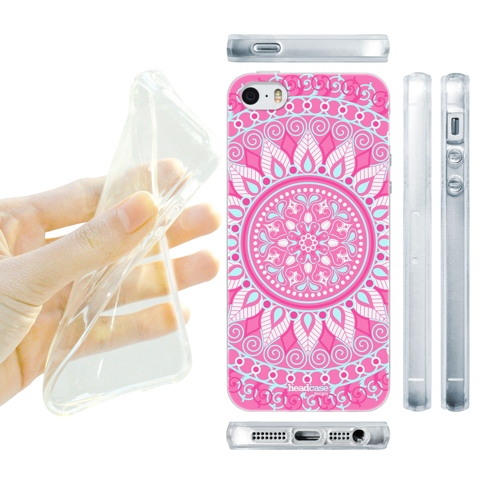 HEAD CASE silikonový obal na mobil Iphone 5/5S vzor mandala indie růžová barva