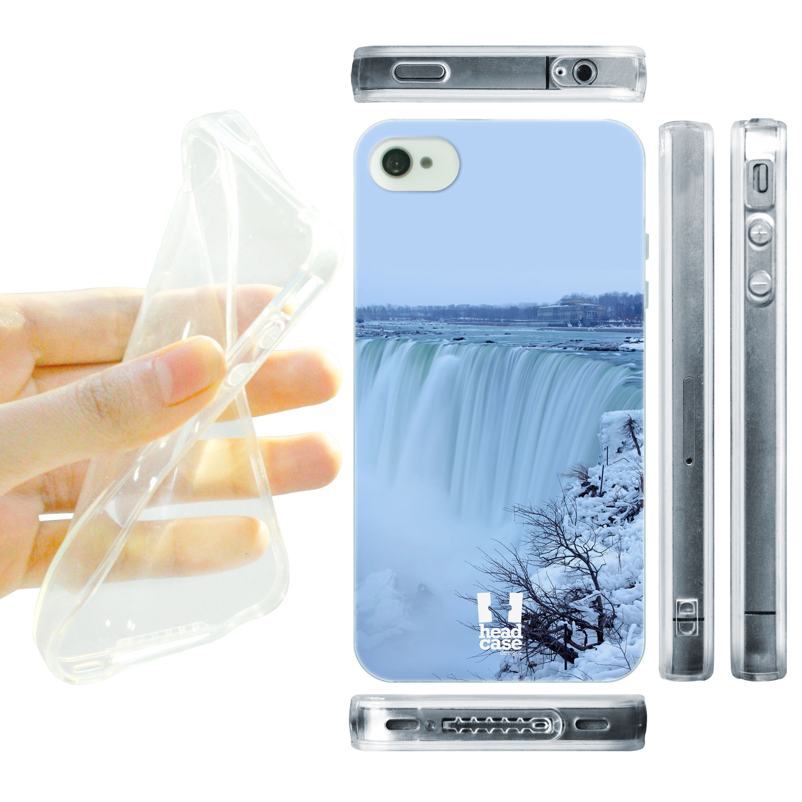 HEAD CASE silikonový obal na mobil Iphone 4/4S foto Niagarské vodopády zima