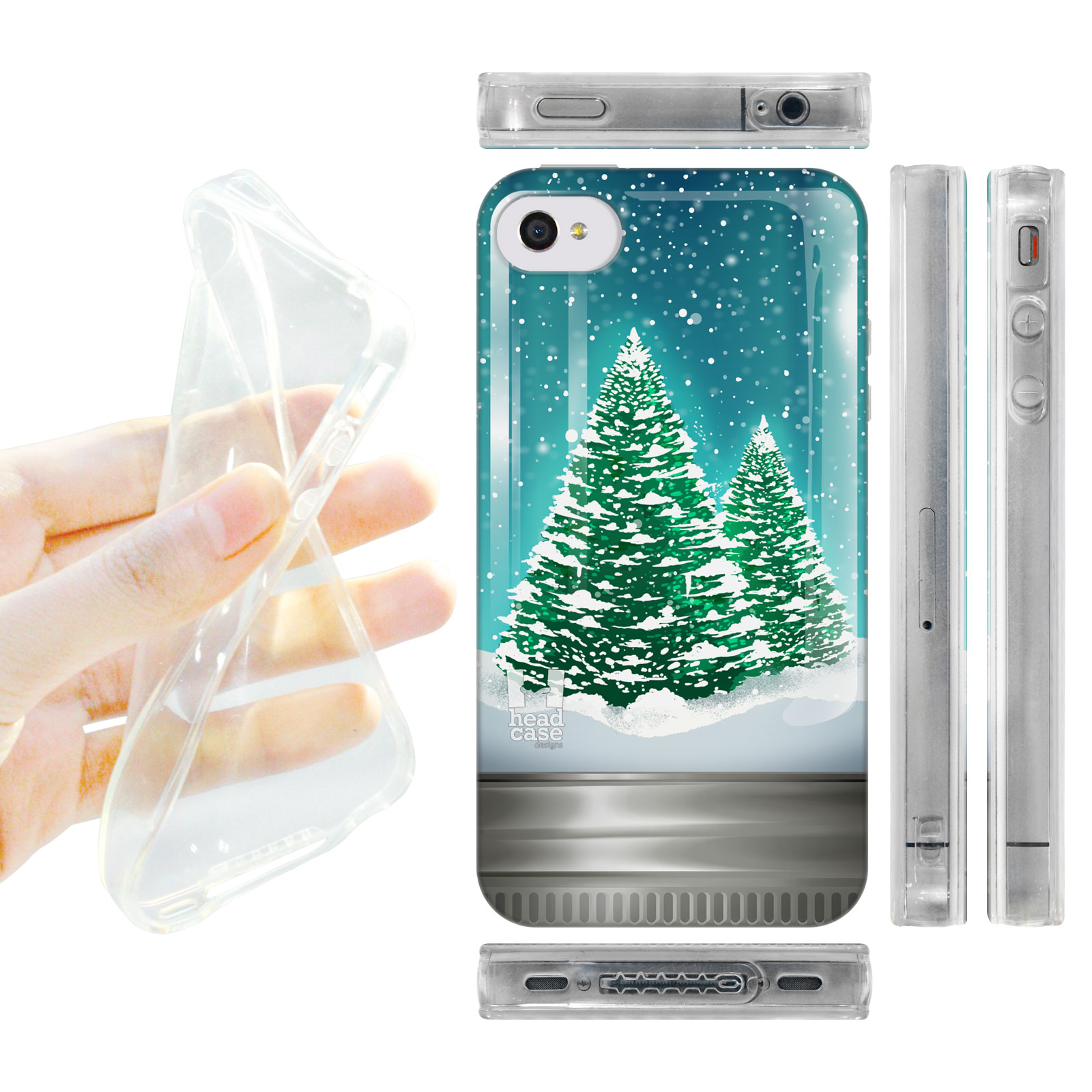 HEAD CASE silikonový obal na mobil Iphone 4/4S vánoční koule stromeček zelená barva