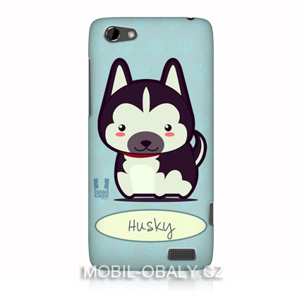 HEAD CASE Pouzdro na mobil HTC one V pes husky modrý odstín