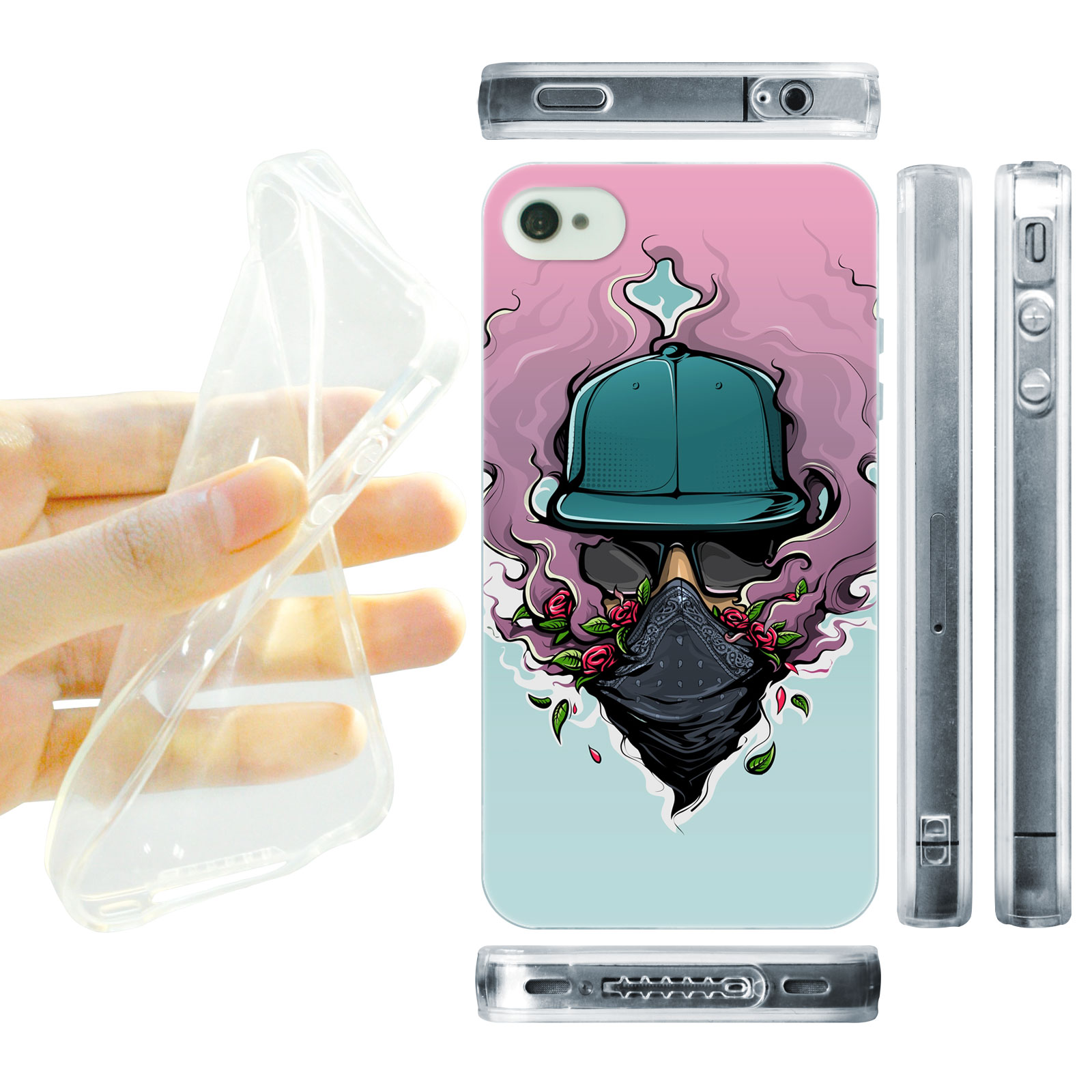 HEAD CASE silikonový obal na mobil Iphone 4/4S Urban styl láska z kouře fialová a modrá