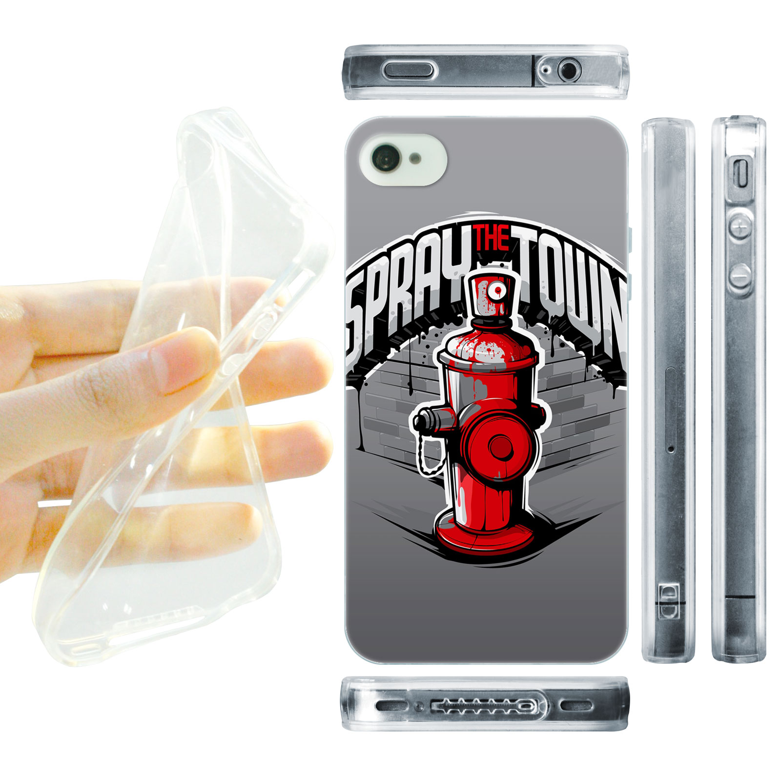 HEAD CASE silikonový obal na mobil Iphone 4/4S Urban styl požární hydrant sprej style