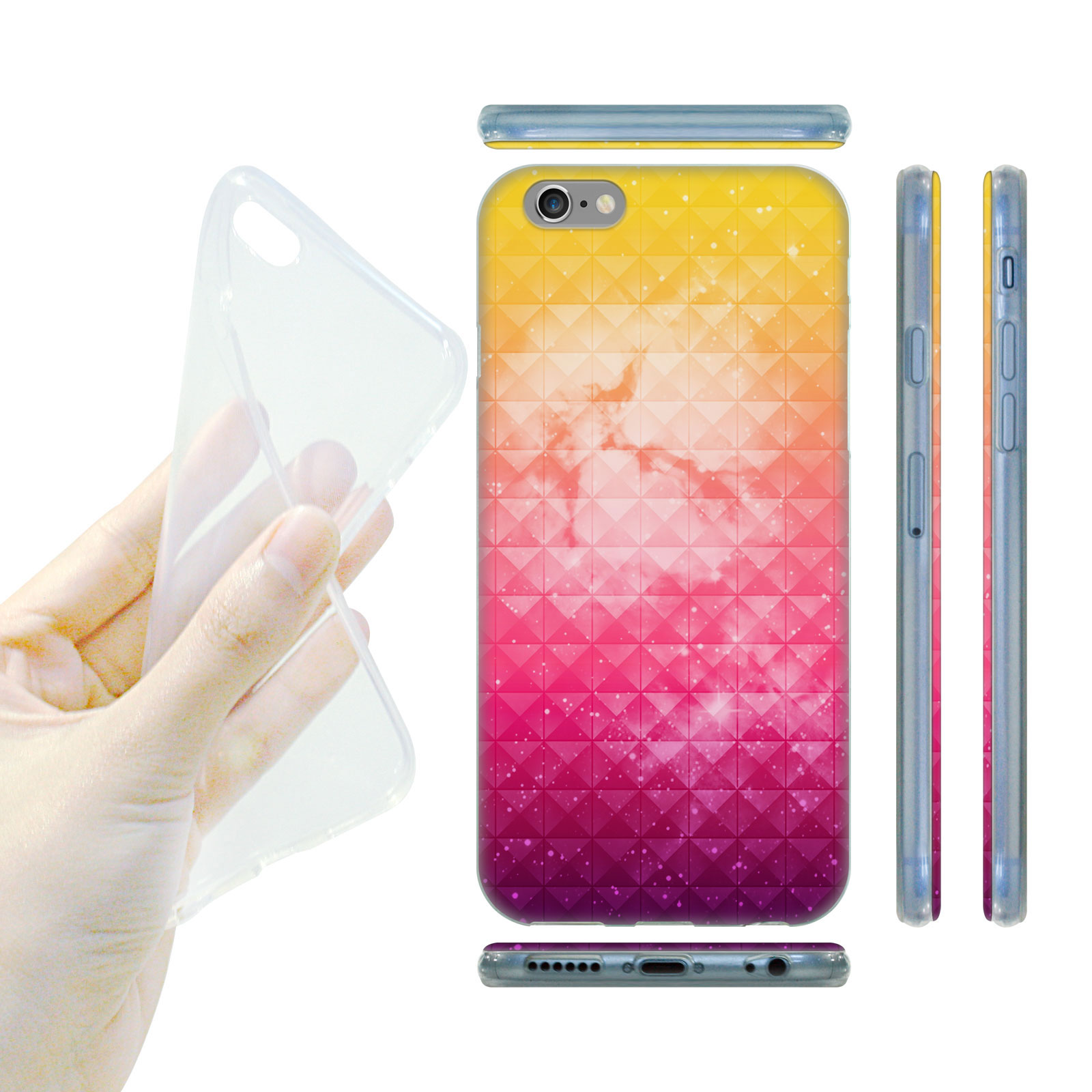 HEAD CASE Silikonový obal na mobil Iphone 6/6S vesmír oranžová a růžová