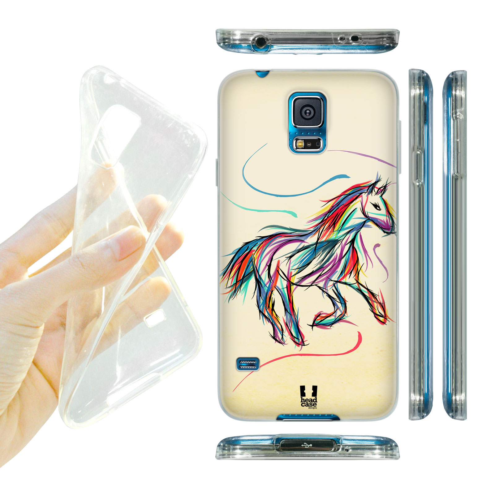 HEAD CASE silikonový obal na mobil Samsung galaxy S5 barevná kresba kůň