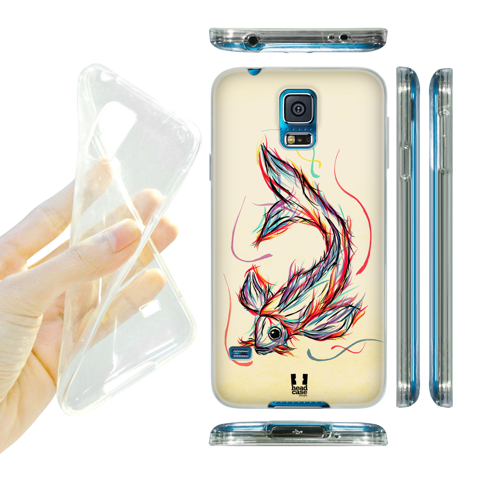 HEAD CASE silikonový obal na mobil Samsung galaxy S5 barevná kresba rybka