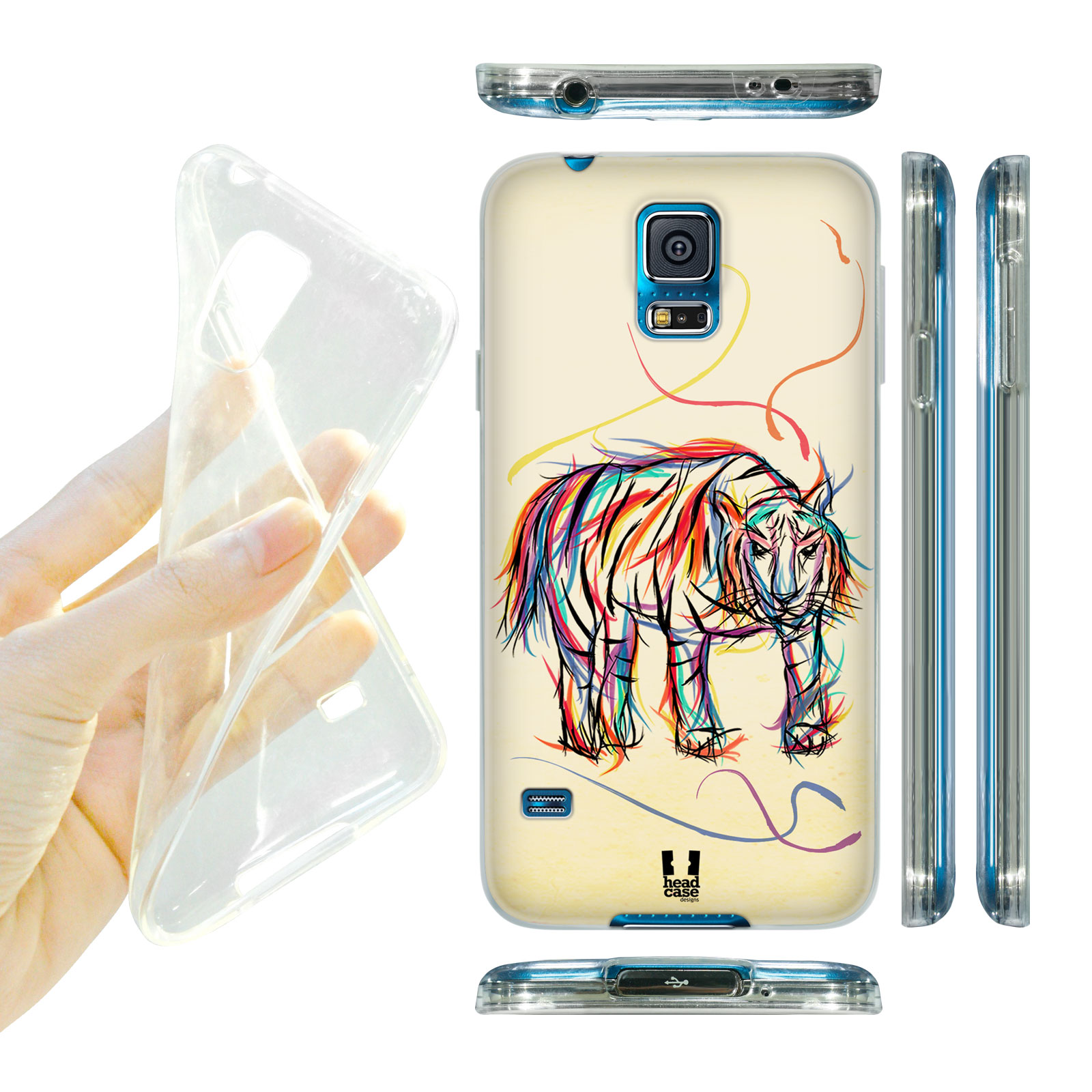 HEAD CASE silikonový obal na mobil Samsung galaxy S5 barevná kresba tygr