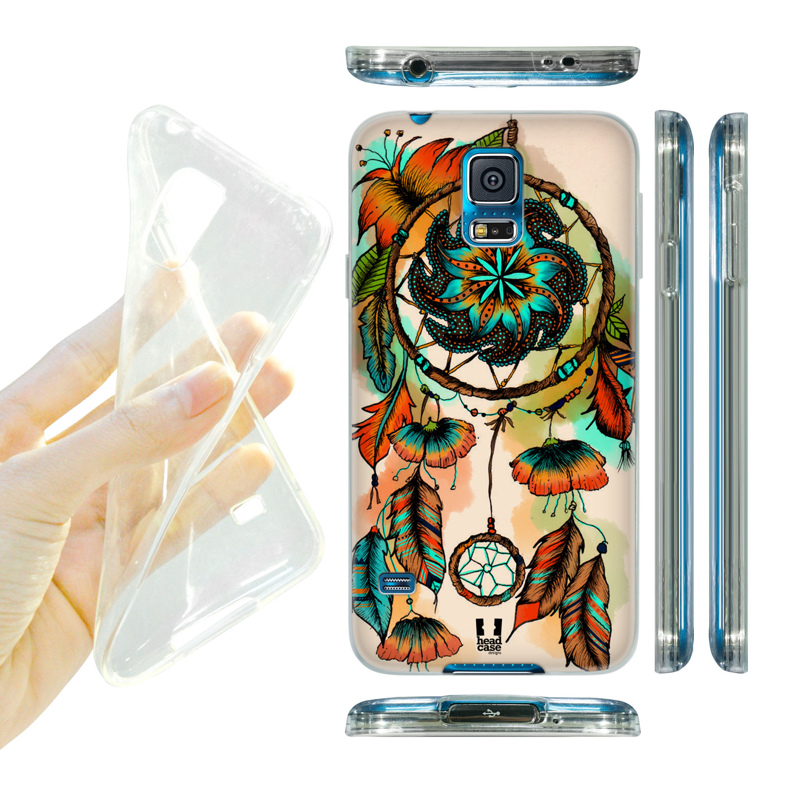HEAD CASE silikonový obal na mobil Samsung galaxy S5 lapač snů květina oranžová