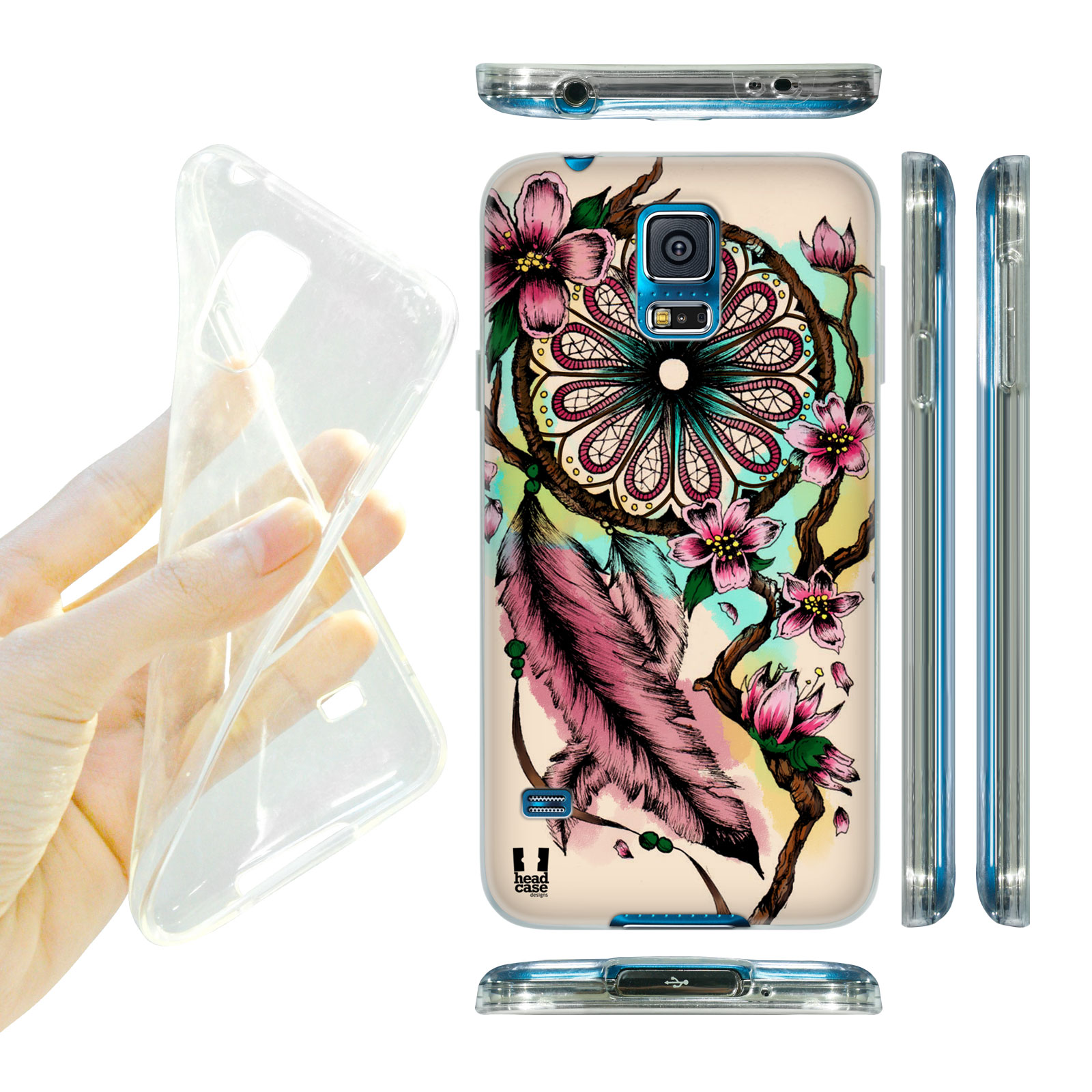 HEAD CASE silikonový obal na mobil Samsung galaxy S5 lapač snů květina třešeň