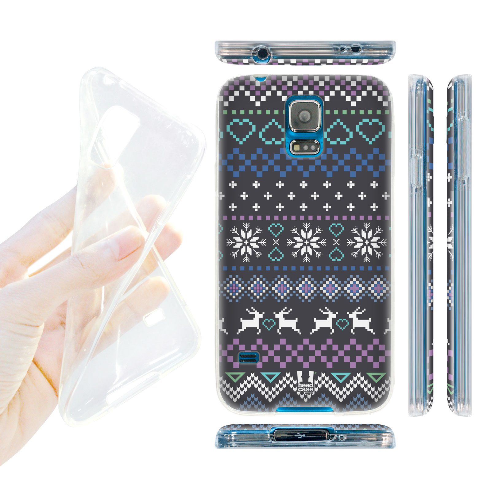 HEAD CASE silikonový obal na mobil Samsung galaxy S5 zimní motiv barevný