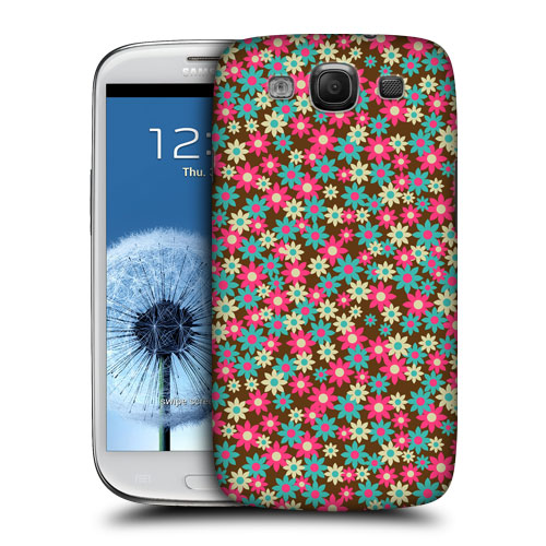 HEAD CASE obal na mobil Galaxy S3 i9300 malé květinky hnědá růžová