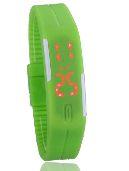 Sportovní LED hodinky silikonový náramek zelená barva