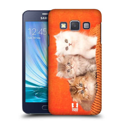 HEAD CASE plastové pouzdro na mobil Samsung Galaxy A3 Foto kočičky oranžová