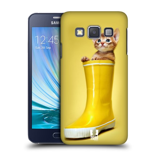 HEAD CASE plastové pouzdro na mobil Samsung Galaxy A3 kotě v botě žlutá