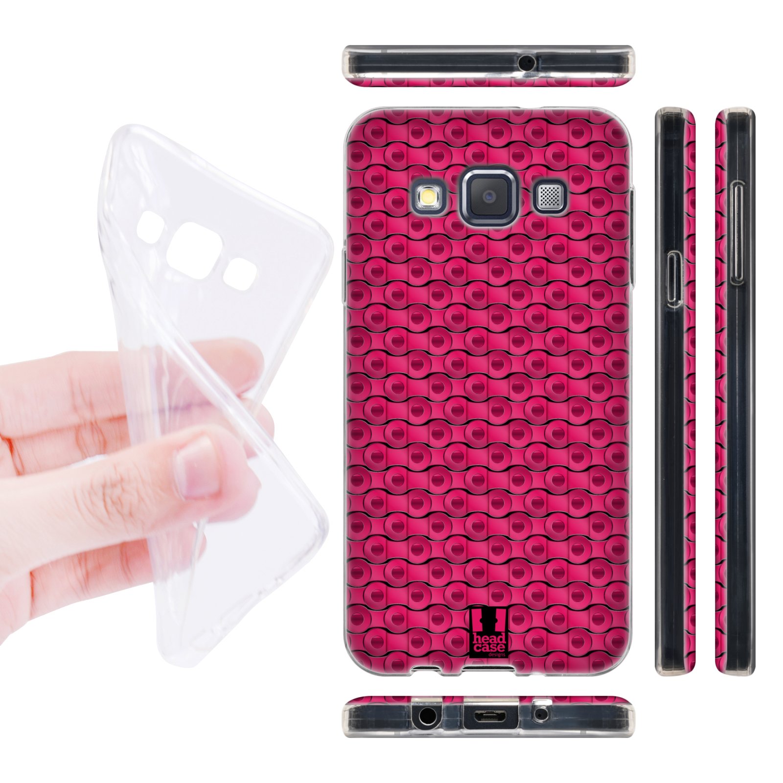 Head Case silikonové pouzdro na mobil Samsung galaxy A3 vzor kolo řetěz růžová