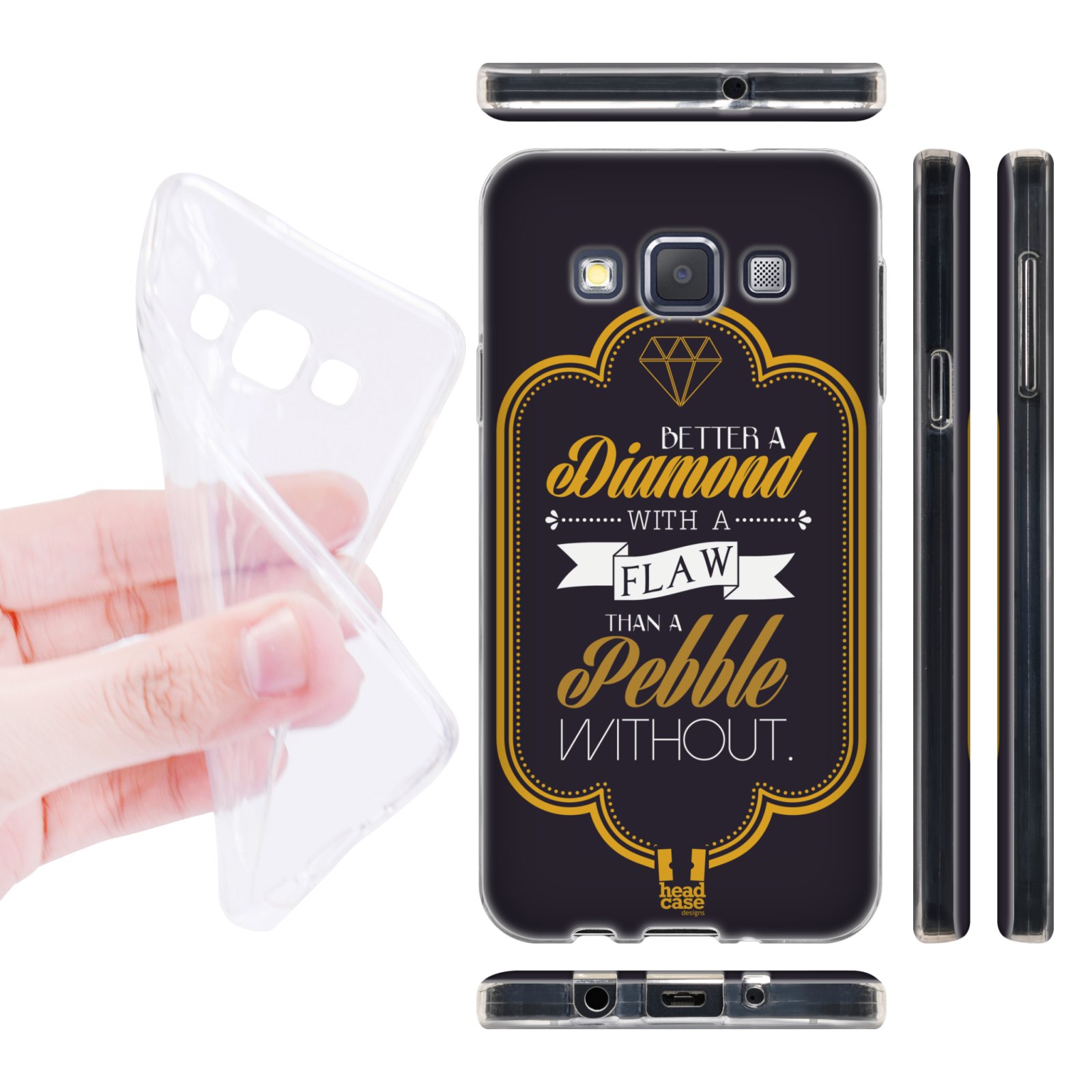 Head Case silikonové pouzdro na mobil Samsung galaxy A3 citáty černá diamant