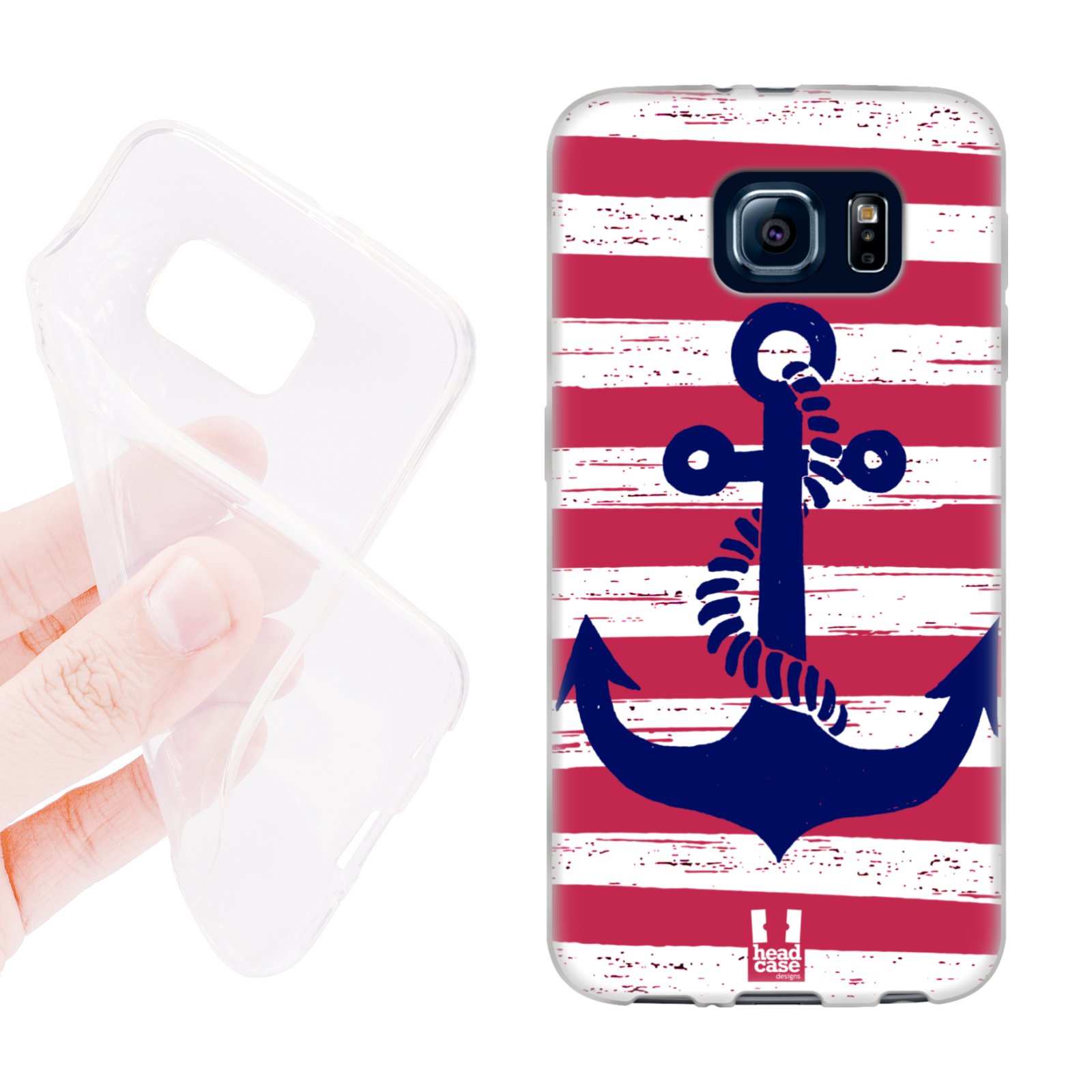 HEAD CASE silikonový obal na mobil Samsung galaxy S6 kotva červená naděje