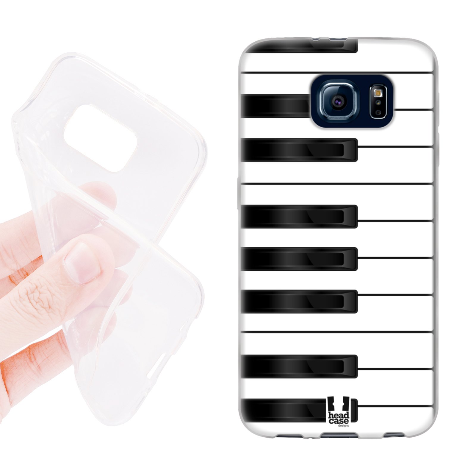 HEAD CASE silikonový obal na mobil Samsung galaxy S6 piáno bílá a černá