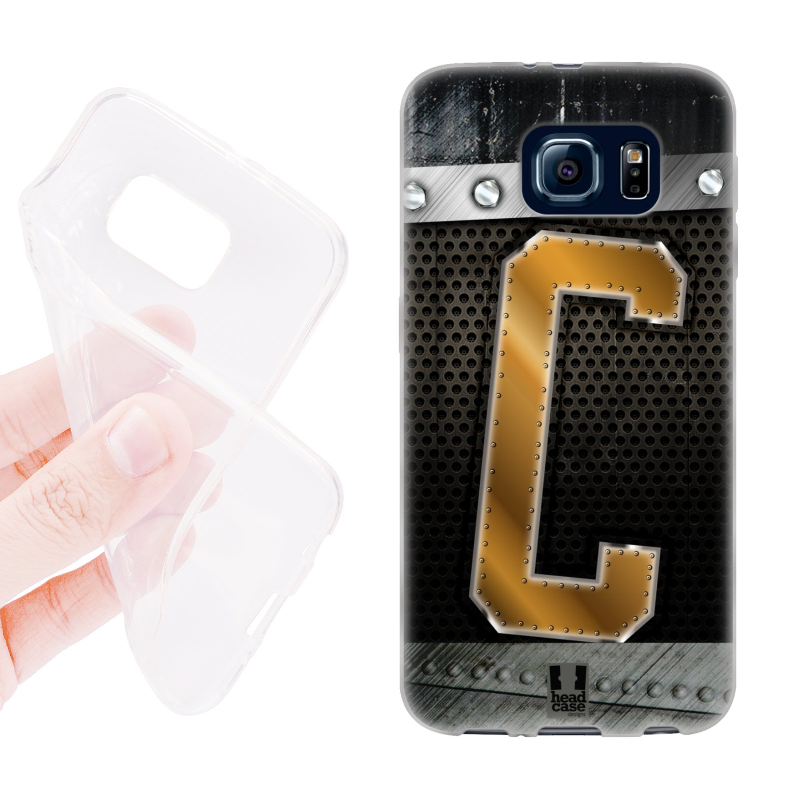 HEAD CASE silikonový obal na mobil Samsung galaxy S6 zlaté písmeno C