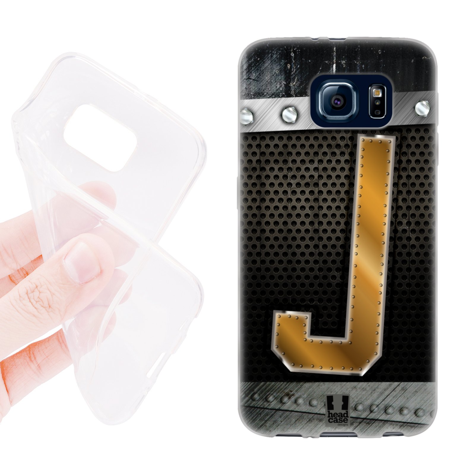 HEAD CASE silikonový obal na mobil Samsung galaxy S6 zlaté písmeno J