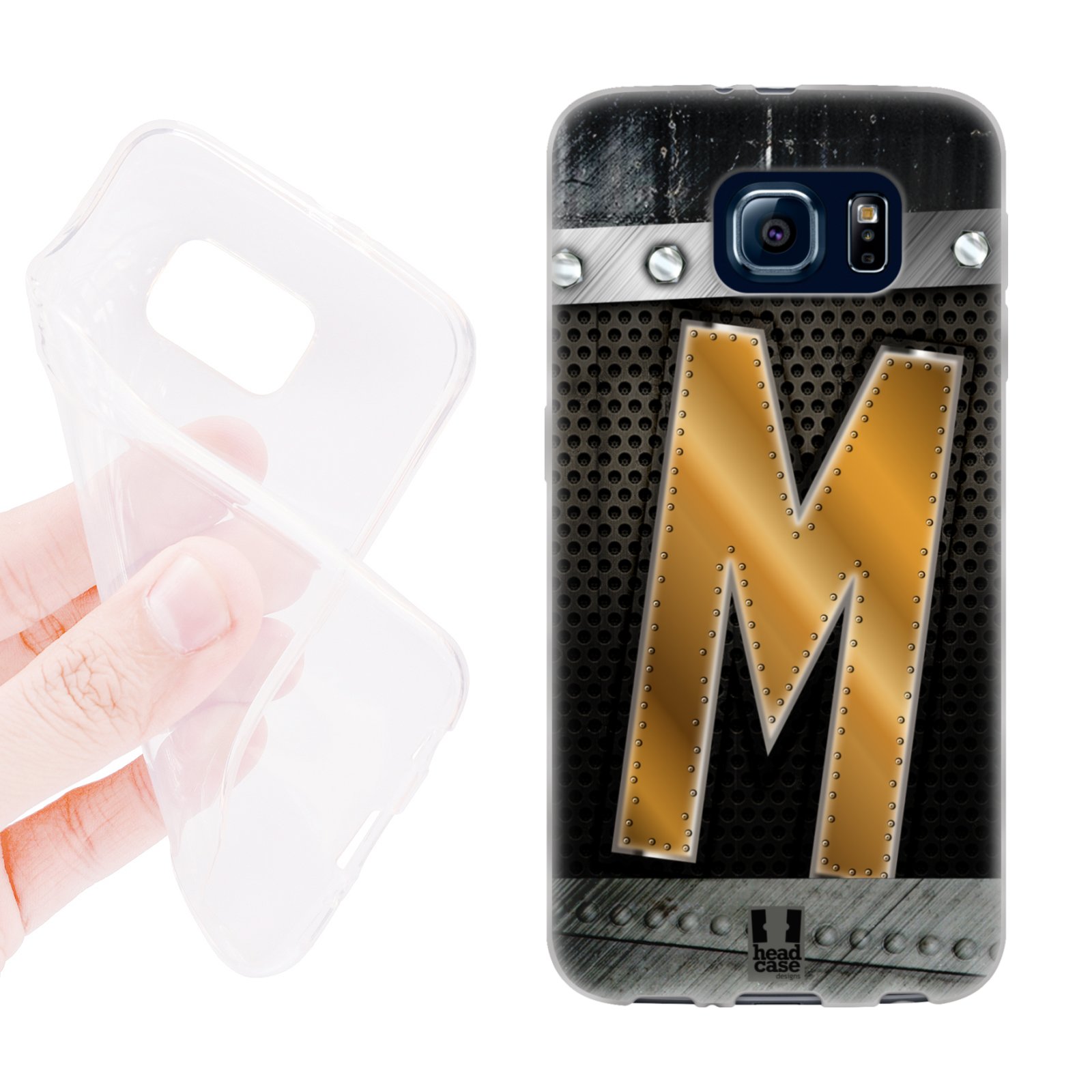 HEAD CASE silikonový obal na mobil Samsung galaxy S6 zlaté písmeno M