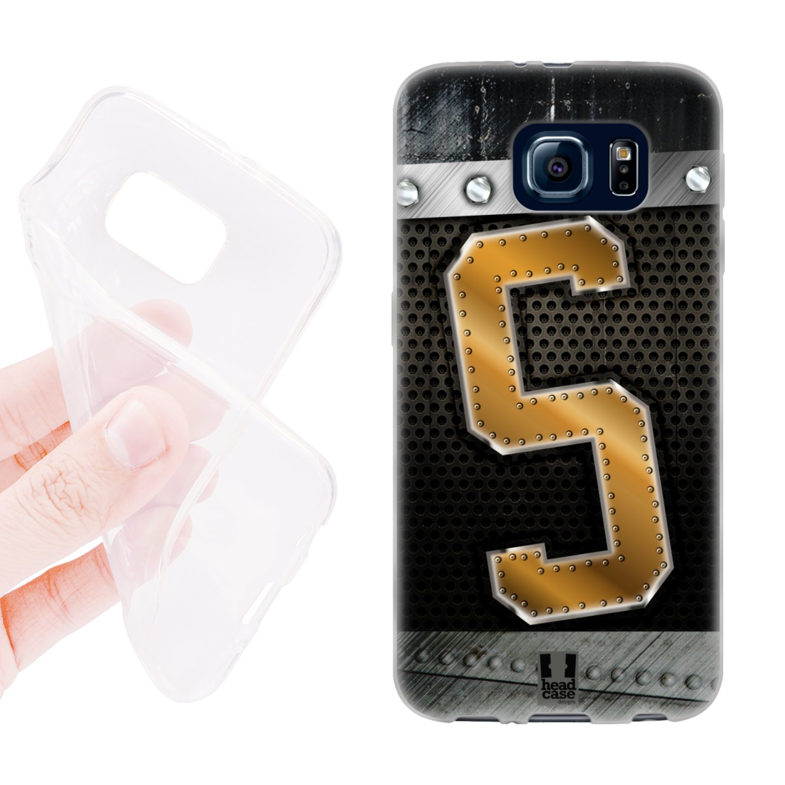 HEAD CASE silikonový obal na mobil Samsung galaxy S6 zlaté písmeno S