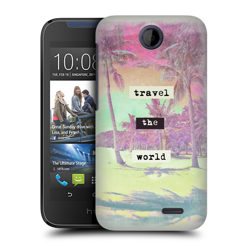 HEAD CASE pouzdro na mobil HTC Desire 310 motiv pláže cestování fialová barva