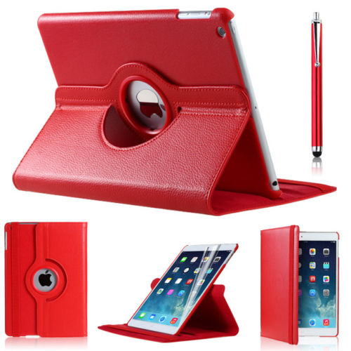 Pouzdro 360 DEGREE na tablet Apple iPad Air červená barva+ fólie