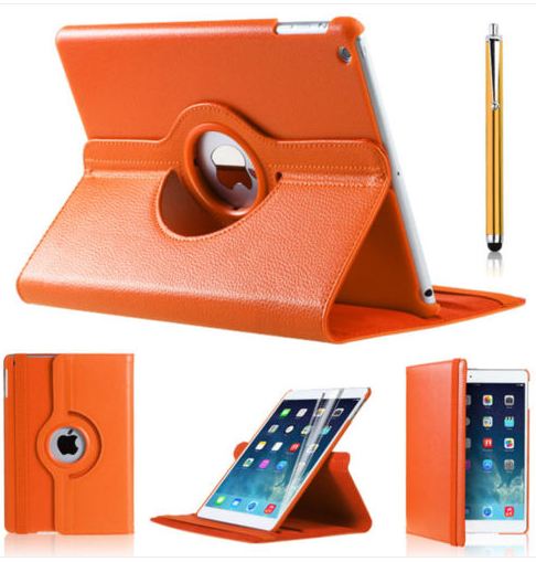 Pouzdro 360 DEGREE na tablet Apple iPad Air oranžová + fólie zdarma