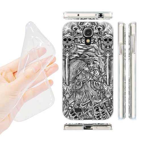 HEAD CASE silikonový obal na mobil Samsung galaxy S4 lebky a meče černá a bílá