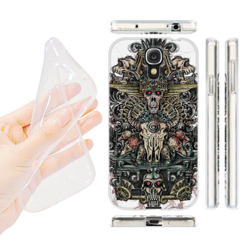 HEAD CASE silikonový obal na mobil Samsung galaxy S4 lebky a meče barevná totem
