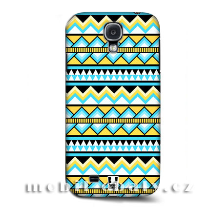 HEAD CASE pouzdro na mobil Samsung galaxy S4 Aztécký vzor zelená modrá