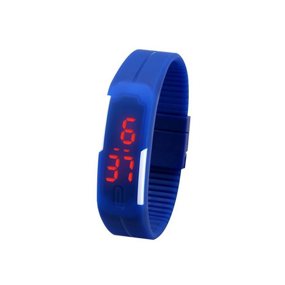 Sportovní LED hodinky silikonový náramek modrá barva
