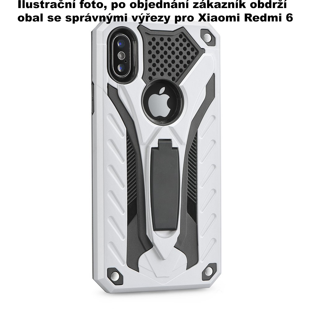 Pouzdro Xiaomi Redmi 6 / 6A odolné panzer case černostříbrné