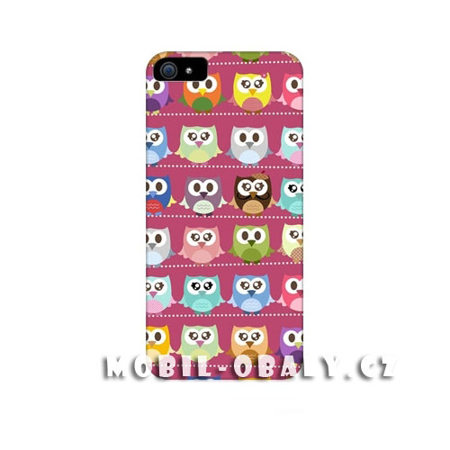 HEAD CASE Plastový obal na mobil Iphone 5/5S barevné sovičky růžový odstín