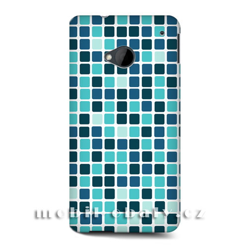 HEAD CASE obal na mobil HTC ONE M7 mozaika barva modrá