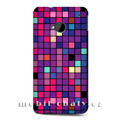 HEAD CASE obal na mobil HTC ONE M7 mozaika fialová disko styl