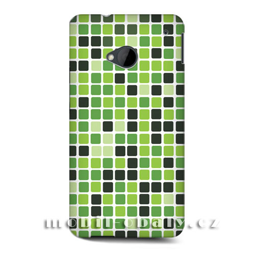 HEAD CASE obal na mobil HTC ONE M7 mozaika barva zelená