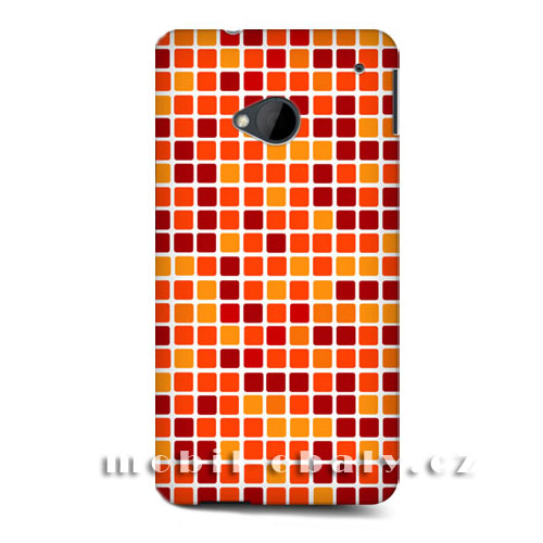HEAD CASE obal na mobil HTC ONE M7 mozaika barva oranžová