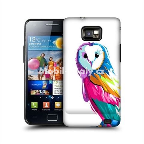 HEAD CASE obal na mobil Samsung Galaxy i9100 S2 barevná sova bílé pozadí