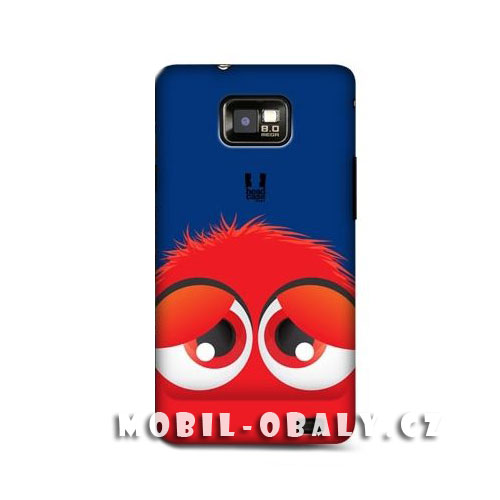 HEAD CASE obal na mobil Samsung Galaxy i9100 S2 červený smajlík modré pozadí